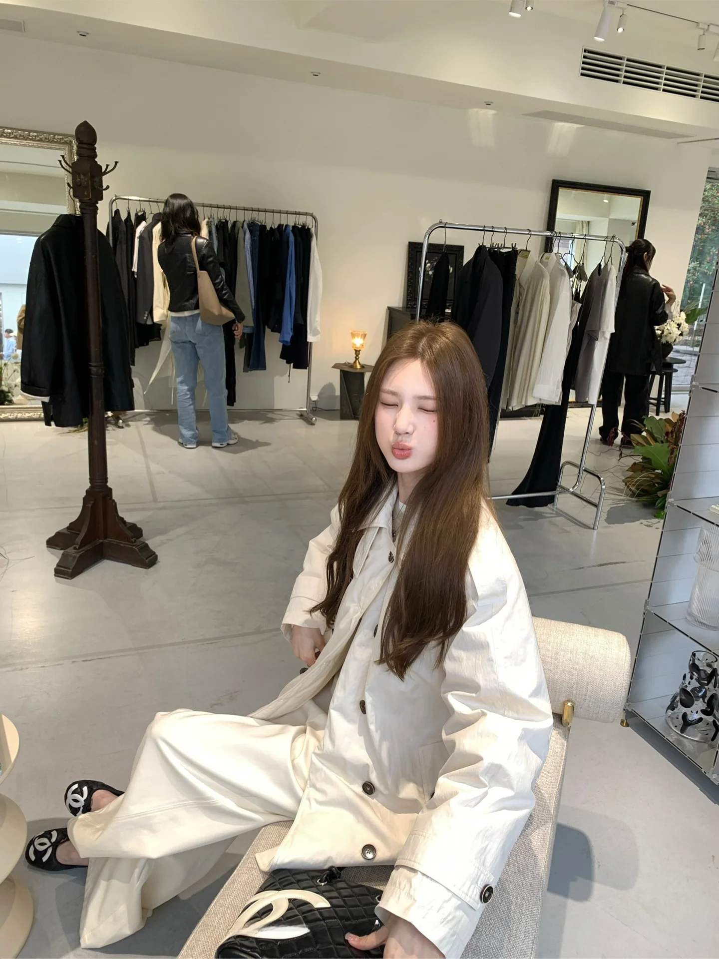 

Теплое белое пальто с двубортной застежкой и поясом в корейском стиле, без капюшона, 90% пухового наполнителя, для повседневной носки