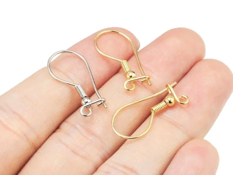 

10pcs French Ear Wires, Spring Ball Earring Hoops, 22x11mm, Brass Earring Wire, Real Gold Plated, DIY Jewelry Making GH193