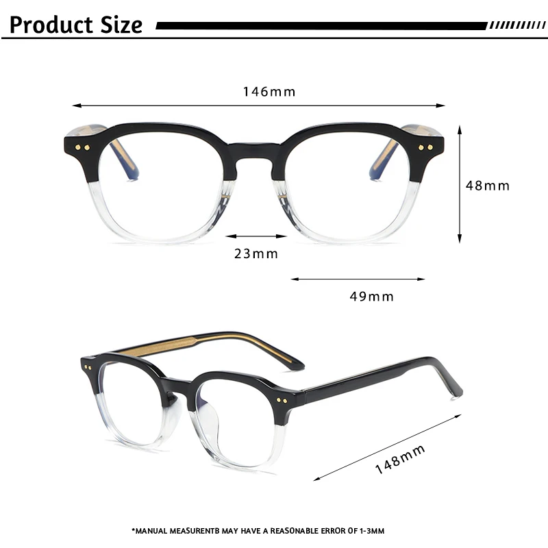 HBK Retro-Quadrat-Brille aus schlichtem Glas für Herren und Damen, Tr-Rahmen-Brille, hochwertige Komfortbrille, minimalistisch passend – Detail 1