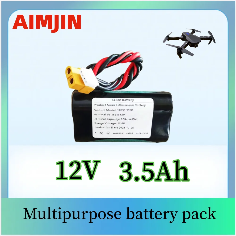 

For Various RC Airplane Quadrotor XH2.54-4P XT60 3S1P 12V 3.5Ah 12.6V High Capacity UAV Rechargeable Li-ion Battery