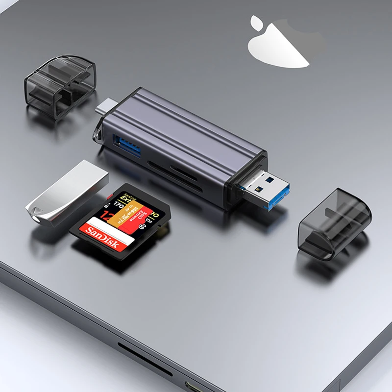 6 In 1 USB 3.0 HUB/Micro/TYPE-C OTG Card Reader U Disk Tf/Sd Flash Drive Memory Card for Phone Laptop Notebook  PC Compute