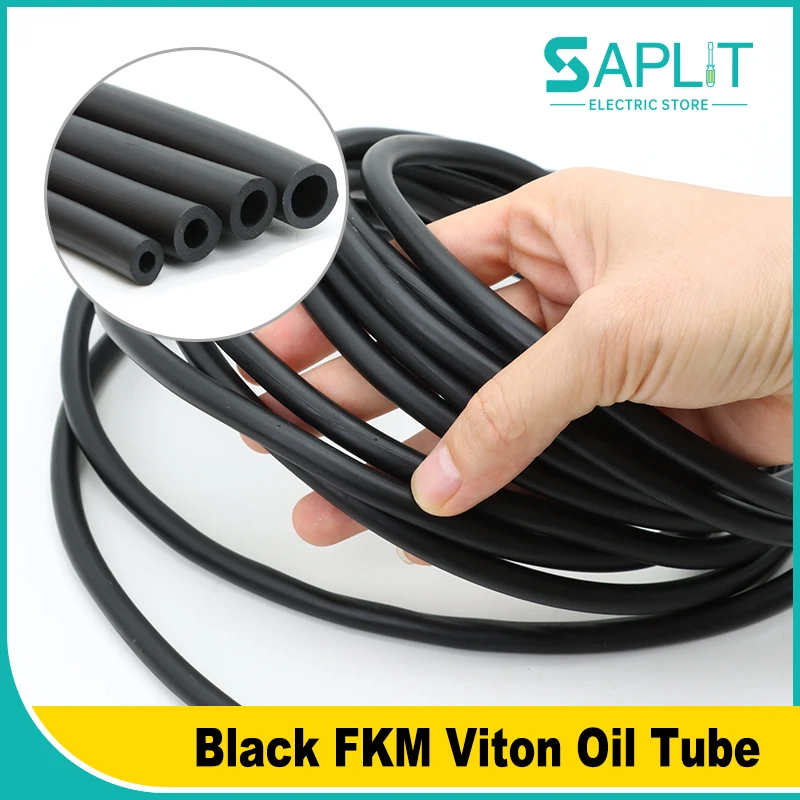 Black FKM Viton Tube Acid Alkali Oil Pipe High Temperature Corrosion Resistance Fluororubber Tubing ID 2/4/6/8/10/12/16/18/25mm