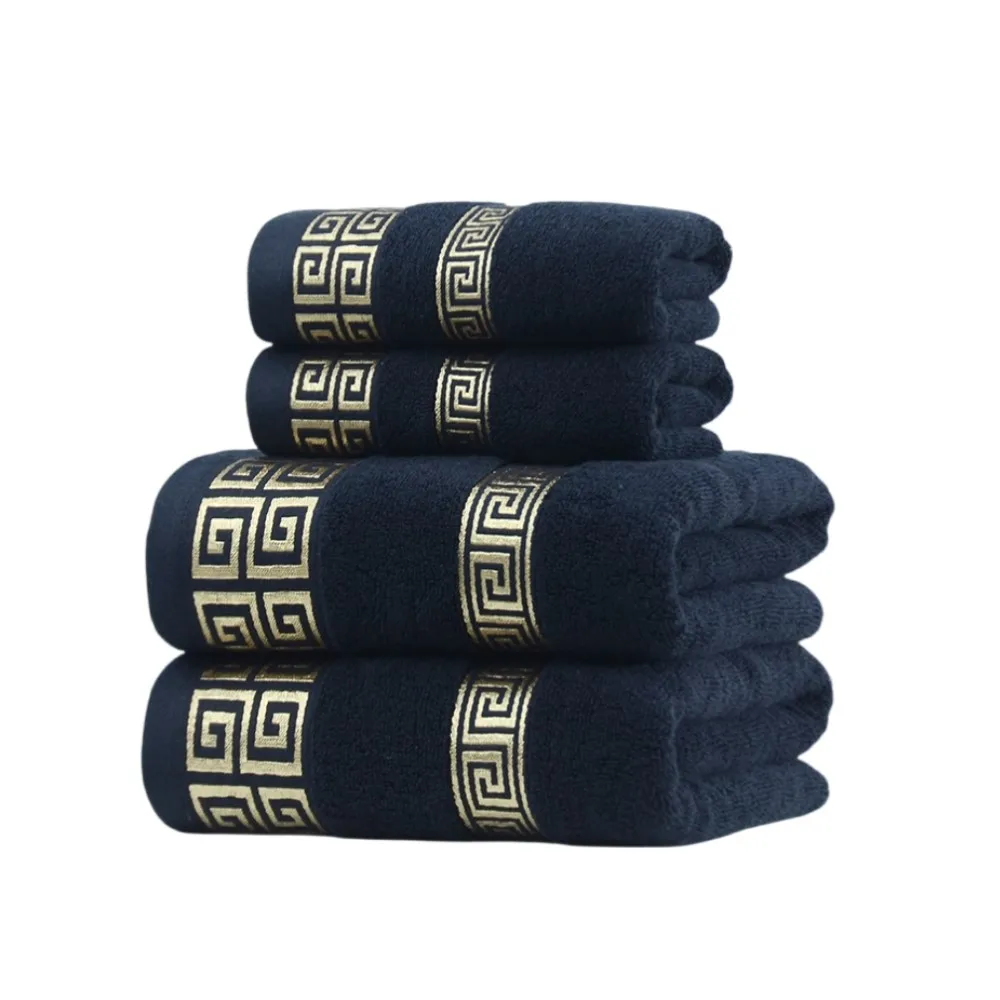 2pcs Black Cotton Towels Set 34x74cm 70x140cm Embroidered Quick-Dry Thickened Hotel Bathroom Towels for Daily Use Christmas Gift