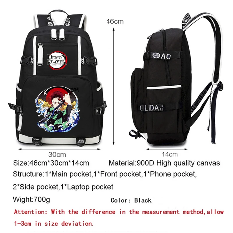 Anime Demon Slayer Backpack for Teen Boys Girls Back To School Backpack Student Schoolbag Men Women Leisure Usb Travel Bags