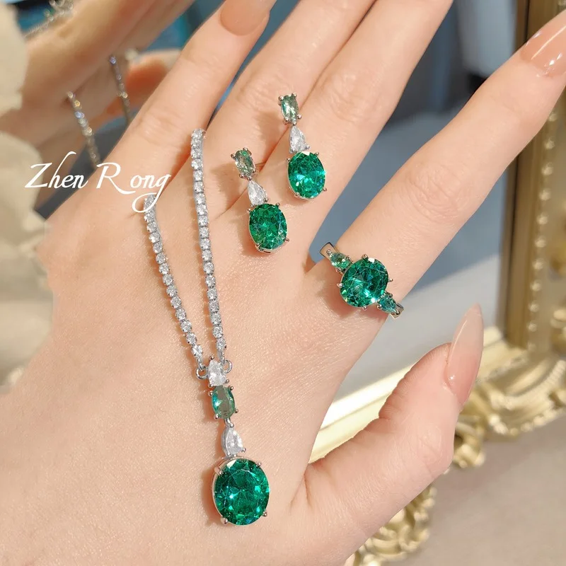 Luxurious Crystal AAA Zircon Necklace, Earrings & Open Ring Set, Women's Engagement