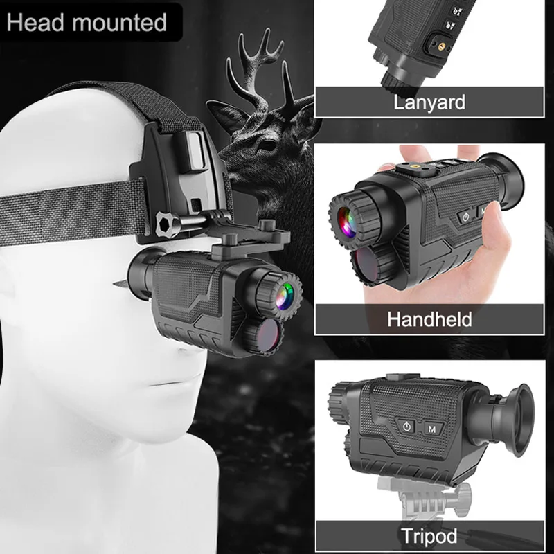 Digital Night Vision Monocular Head-mounted Goggles Outdoor Infrared Night Vision Camera 4K Video Recording Hunting Telescope