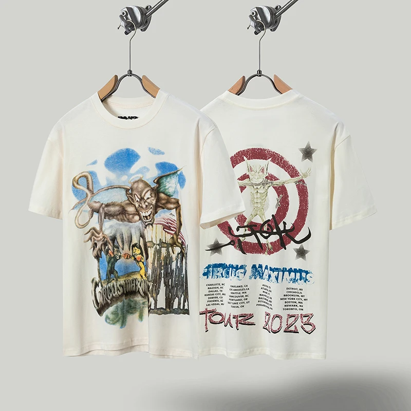 

High Street CACTUS JACK Oversized T-Shirts Pure Cotton UTOPIA Women T Shirt Men Clothing