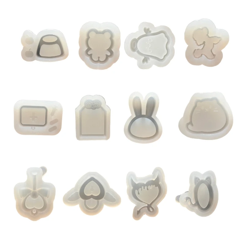 Keychain Resin Molds Bear Rabbit Shaker Silicone Mold Unique Jewelry Making DIY Keychain Necklace Pendant Mold