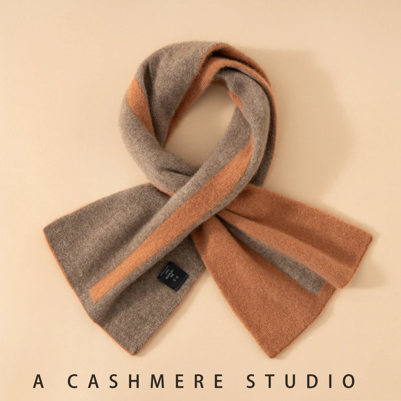A-Class Cashmere Knitted Scarf in Autumn And Winter Women's Perforated Wild Collar Warm Fashion Color Matching Design