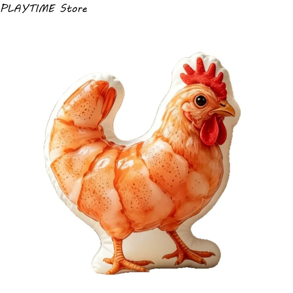 Funny 3D Printing Shrimp Chicken Plush Toys Stuffed Lifelike Roast Chicken Doll Soft Comfy Home Throw Pillow Creative Room Decor