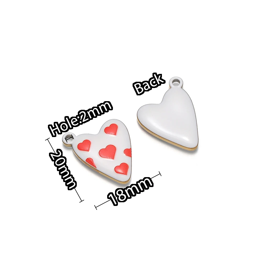 5 Stück Edelstahl-Charms mit niedlichem Emaille-Herz für DIY-Kinderhalsketten, Anhänger, Armbänder, Zubehör für Damen-Schmuck und Ohrringe – Detail 3