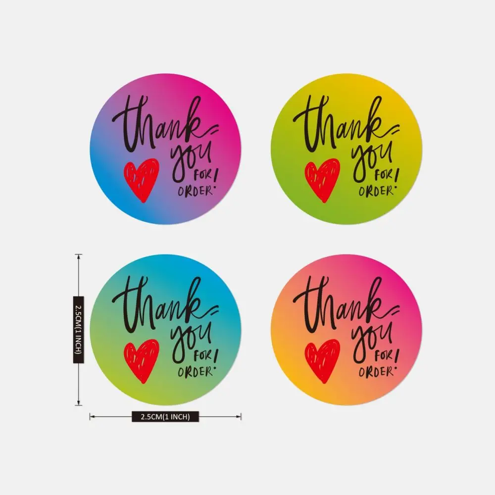 500pcs Thank You For Order Stickers For Envelope Packing Box Sealing Labels With Red Heart For Retail Store Shopping Tag