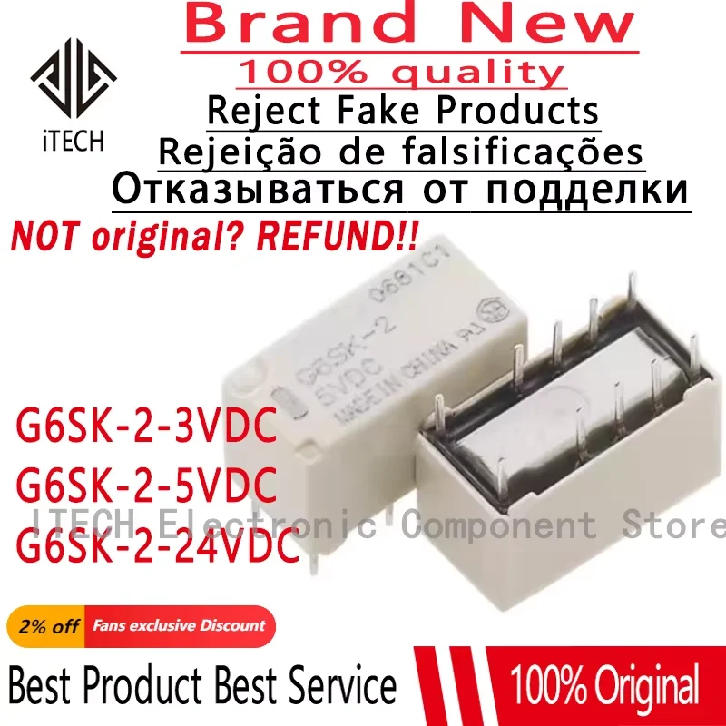 

10 шт./лот, оригинальный G6SK-2-3VDC G6SK-2-5VDC G6SK-2-12VDC G6SK-2-24VDC DIP-8, новое оригинальное сигнальное реле G6SK-2
