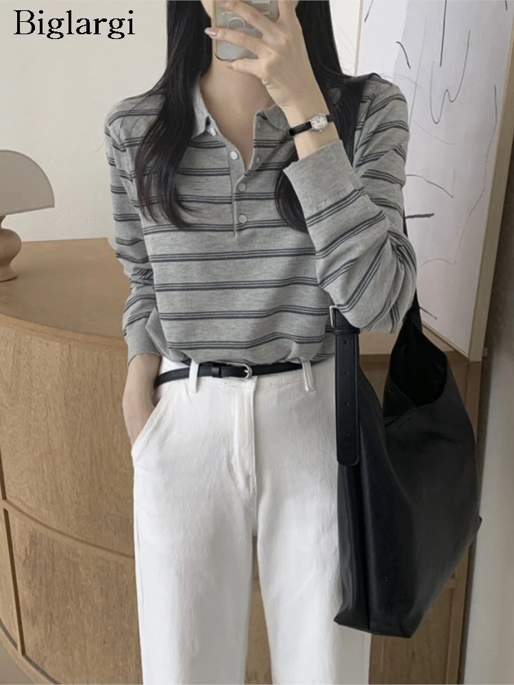 

Knitted Autumn Striped Print Pullover Sweater Women Casual Loose Fashion Ladies Sweaters Korean Style Woman Sweater