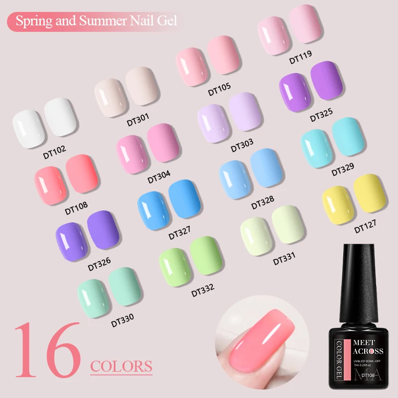 

MEET ACROSS 7ml MacaronsNail Gel Polish LED Manicure Spring And Summer Suitable Enjoy Nail Salon Art Varnish HEMA/TPO FREE
