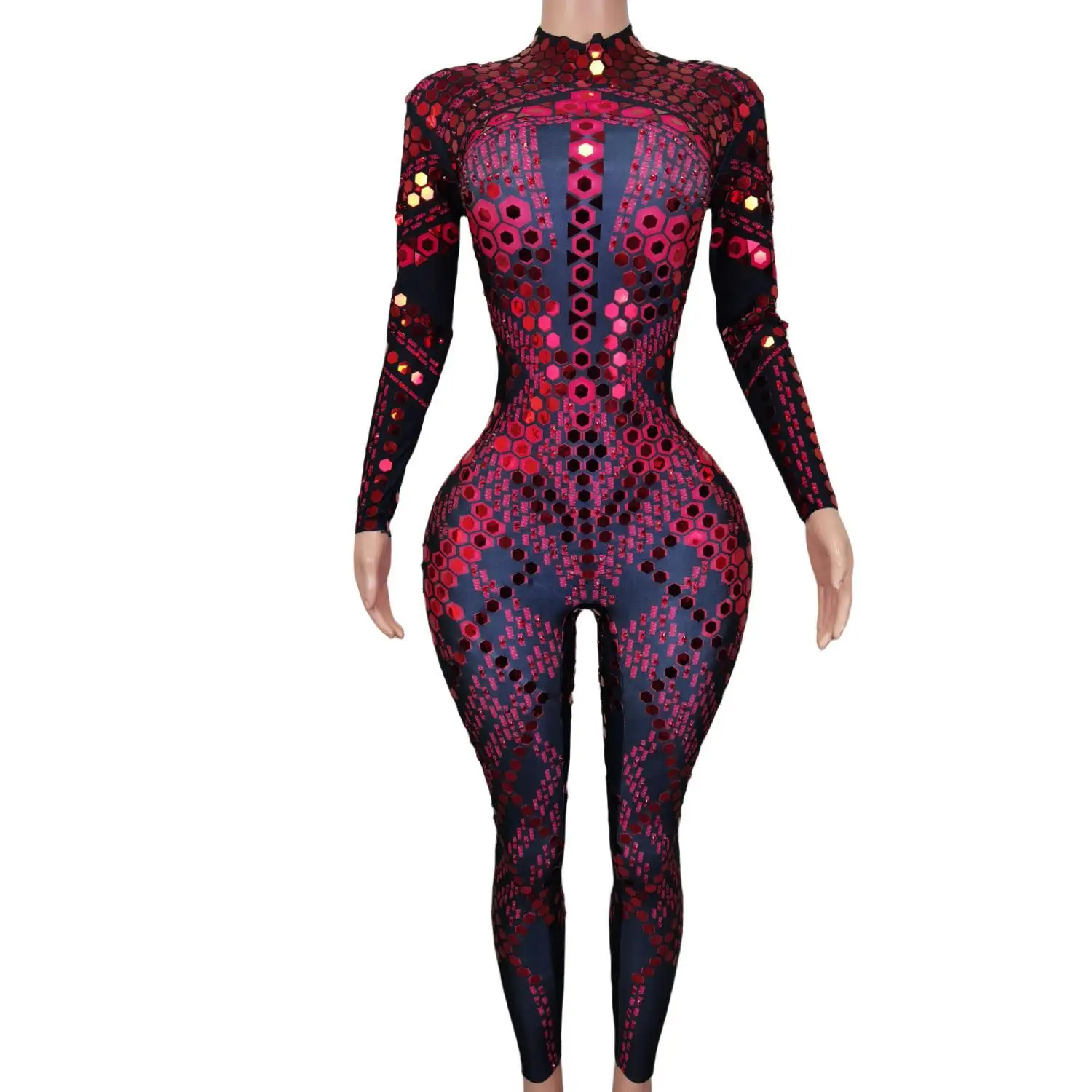 

New Sexy Sequin Crystals Rhinestone Jumpsuit Fashion Dancer Leotard Bodysuit Sequin Bodycon Rompers Women One Piece Jumpsuits