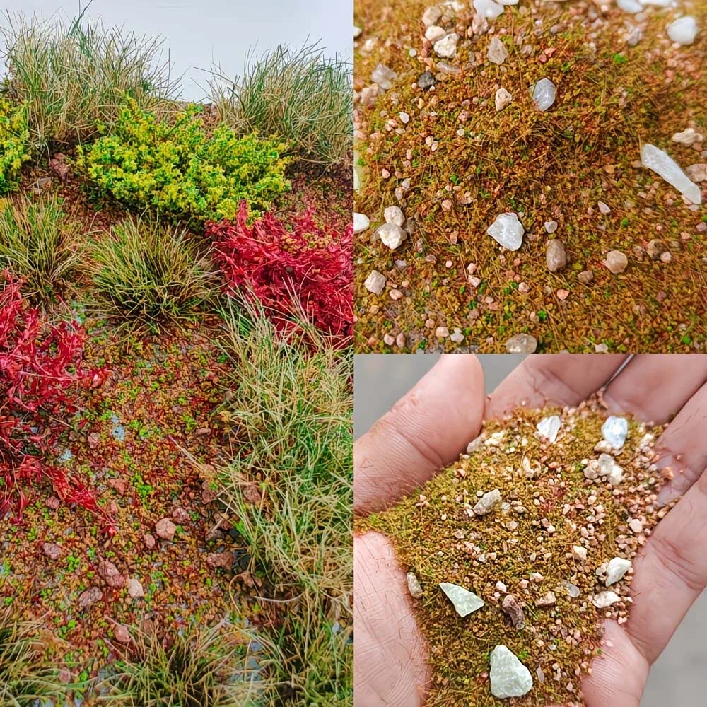 1Bag DIY Model Mixed with Stone Grass Powder,Simulating Lawn,Sand Table Miniature Landscape Layout with Stone Vegetation