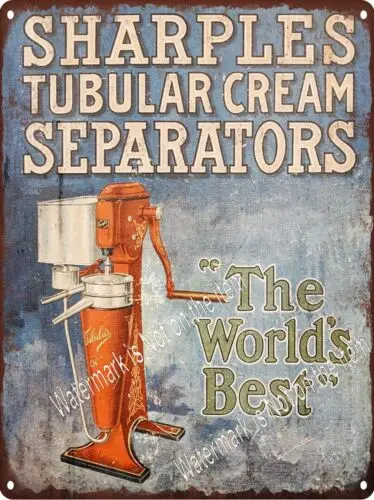 Sharples Tubular Cream Separators Dairy Milk Farm Metal Sign 9x12