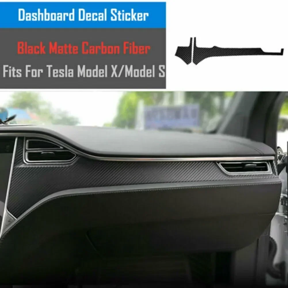 For Tesla Model X/S 12-21 Stickers Car Interior Wrap 1 Set Black Carbon Fiber Look Decoration Vinyl Waterproof