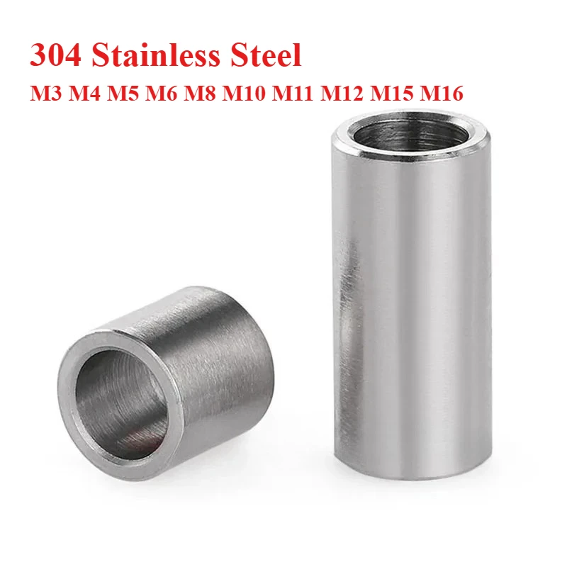 304 Stainless Steel Bushing Washer ID 10mm 12mm Unthreaded Round Hollow Standoff Spacer Sleeve OD 14mm 16mm 18mm 20mm Washer