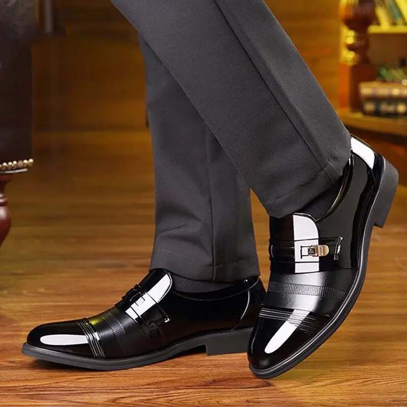 

Яркая деловая мужская деловая обувь с острым носком, элегантная и классическая офисная кожаная повседневная обувь 39, высококачественная мужская социальная обувь