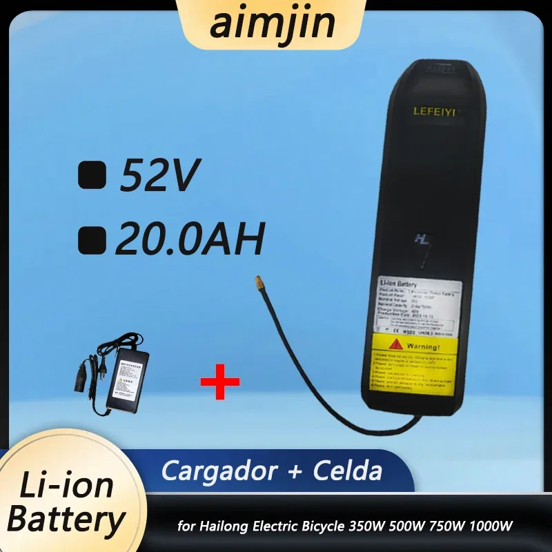 

18650 52V 20000mAh Lithium Battery Ebike Suitable for Hailong Electric Bicycle 350W 500W 750W 1000W Charger + Cell