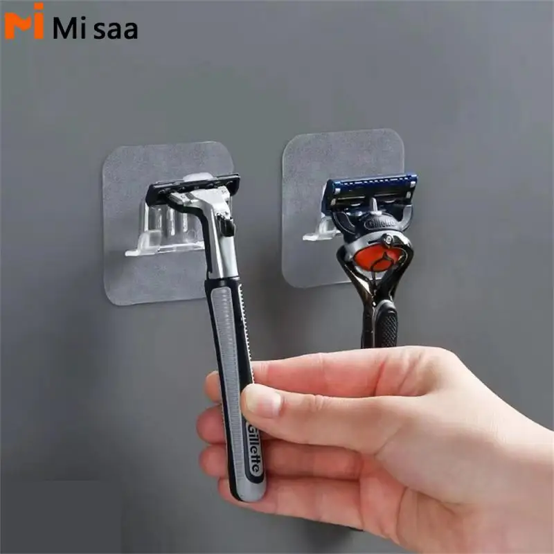 Shaving Razor Holder Men Shaving Wall Shelf Strong Traceless Kitchen Accessories Wall Razor Holder Punch Free Bathroom Hook