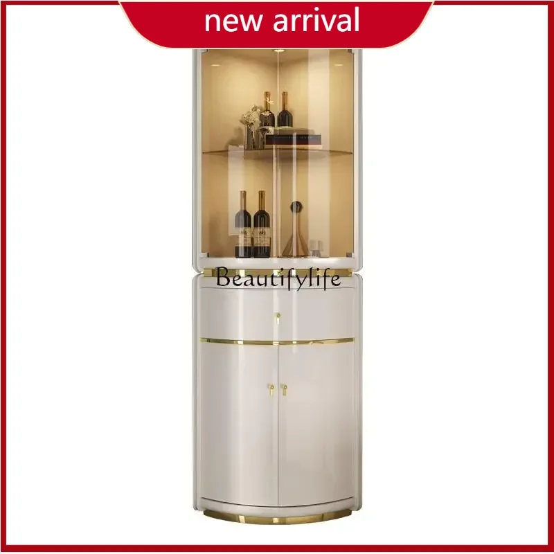 

Ll Light luxury glass high-end cream wind corner cabinet display study modern simple locker