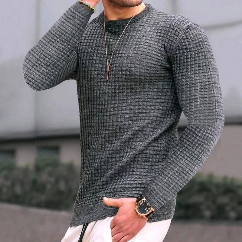 New Fashion Men\'s Casual Long sleeve Slim Fit Basic Knitted Sweater Pullover Male Round Collar Autumn Winter Tops Cotton T-shirt