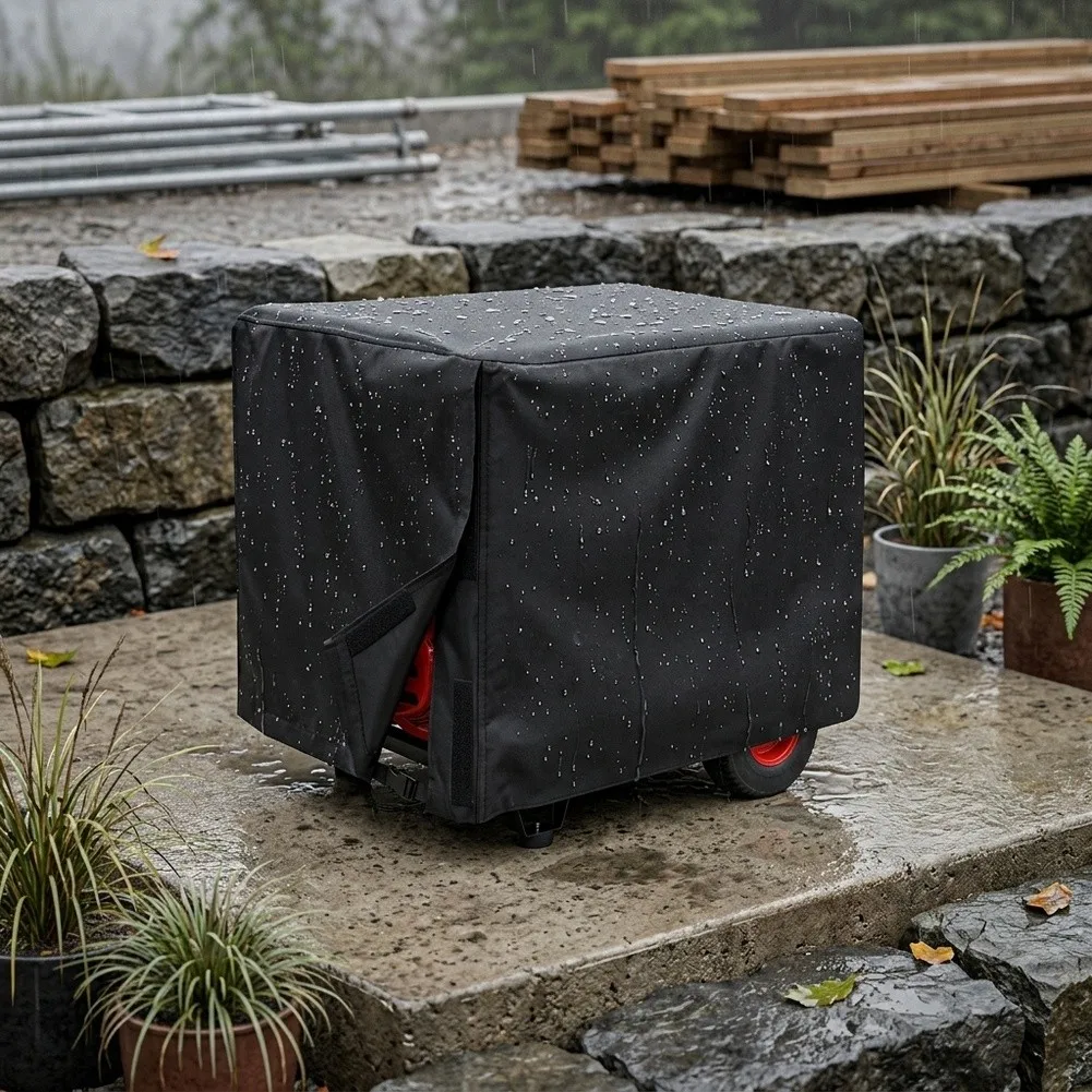 210D Waterproof Oxford Fabric Generator Cover with Adjustable Bottom Strap and Buckle Closure for 3000-5000 Watt Generators