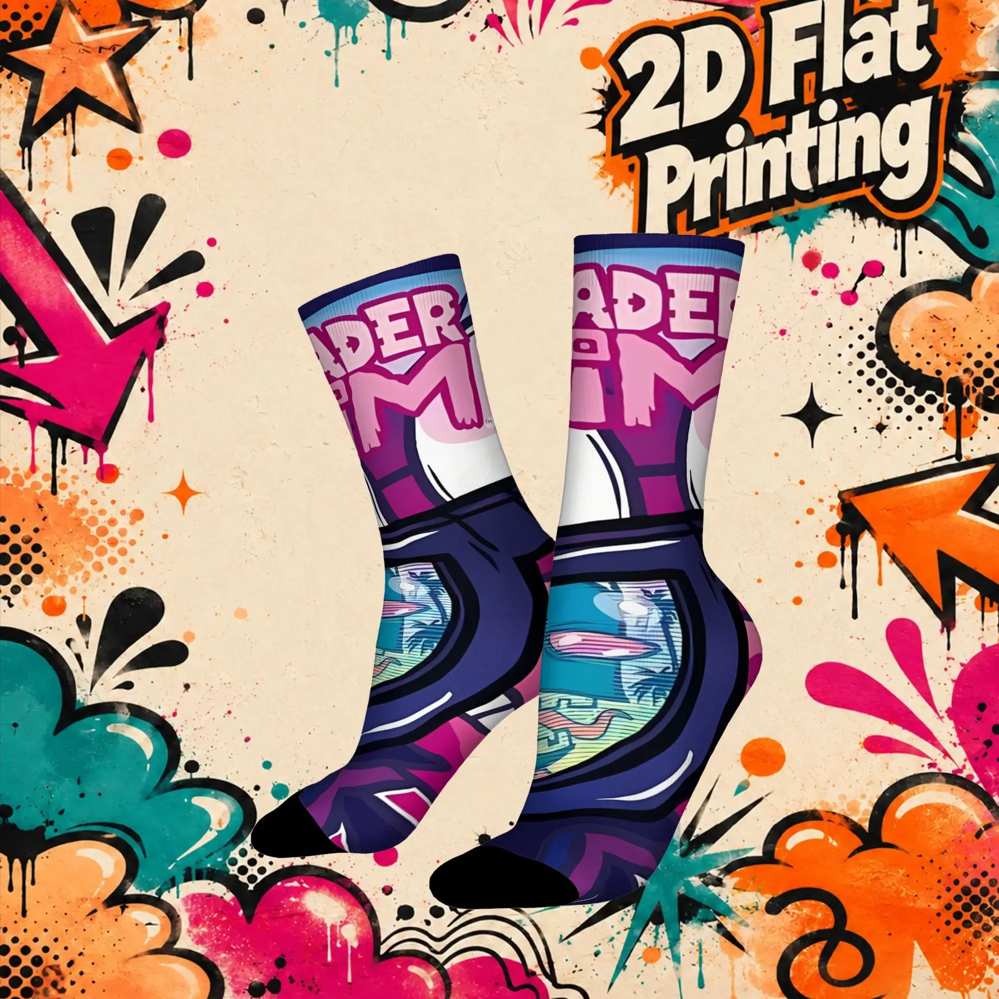 Fashion Retro Invader Zim Anime  Men's  Mid TubeSock Unisex  Funny Mid-Calf Socks