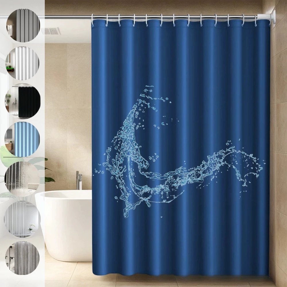 

1pc 100% Waterproof Bathroom Shower Curtains Transparent Bathtub Partition Curtain with Hooks Bathing Sheer Wide Bath Curtains