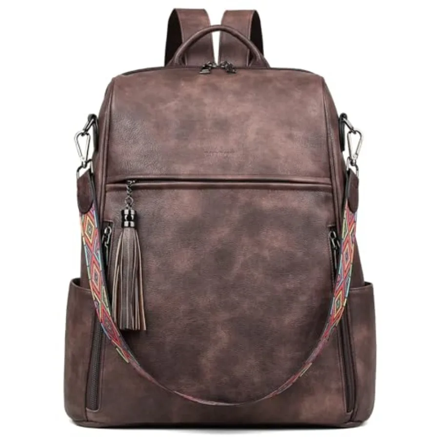 

Leather Laptop Backpack for Women Designer 15.6 inch PU Laptop Bag, Ladies Travel Computer Work Backpack