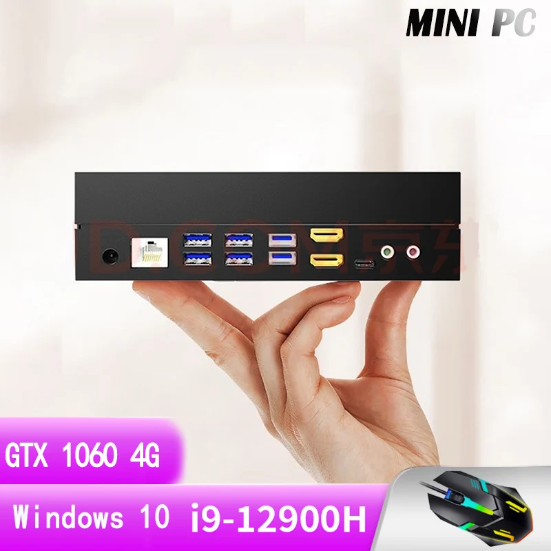 FUNXUN Intel  I9-12900H Mini PC GTX 1060 4G Dedicated Card 16GB/32GB DDR4  2.4G/5.0G Windows 10 WiFi Bluetooth 4.2  60Hz