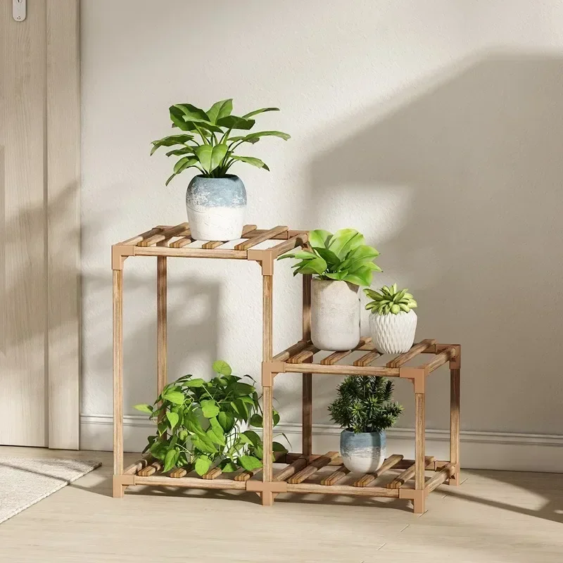 Holder Assembly Shelf Wood Shelf Plant Support Base Display Stand Corner Plant Stand Outdoor Indoor Practical Multifunctional