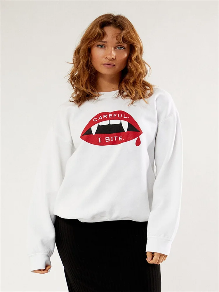 

y2k round neck pullover printed white long-sleeved sweatshirt new unisex loose and versatile retro trendy sweatshirt