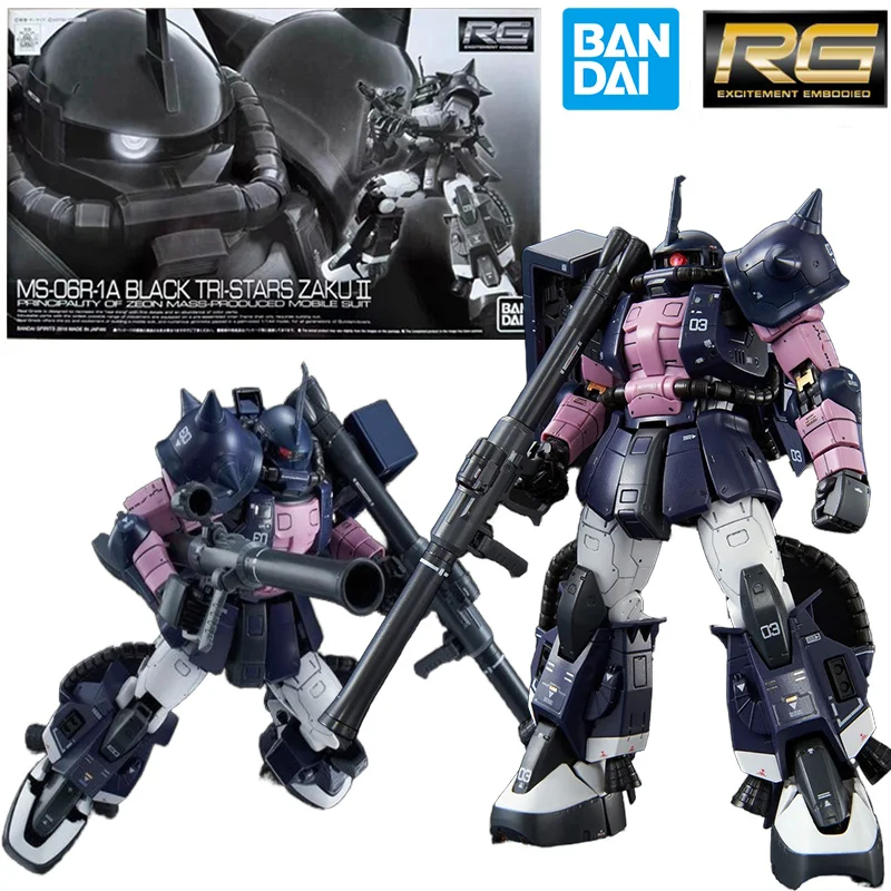 

Bandai PB RG MS-06R-1A Black Tri-Stars Zaku II 1/144 14Cm Gundam Anime Original Action Figure Model Assemble Toy Gift Collection