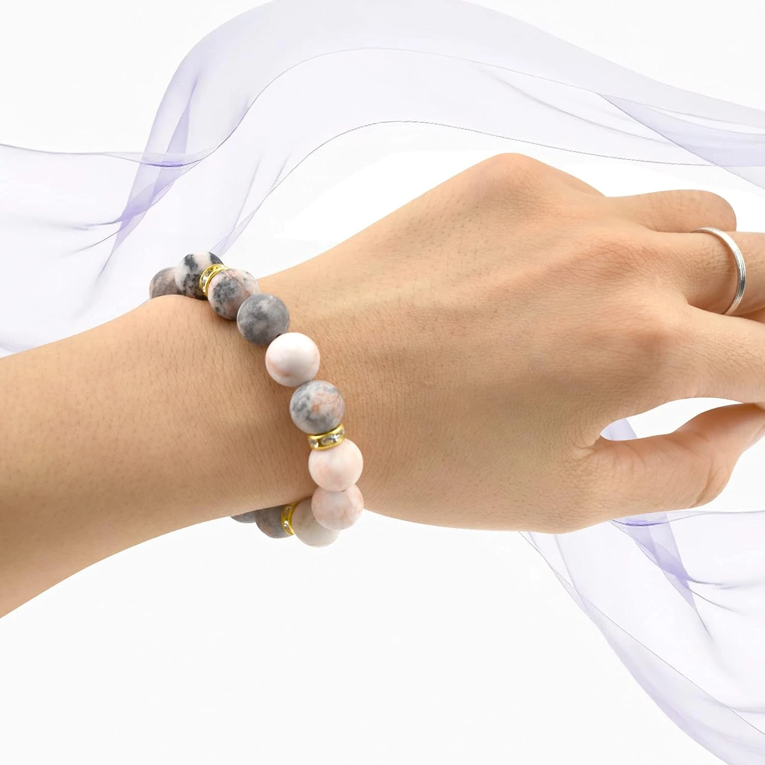 LIAGZA Beautiful Calming Rose Quartz Healing Bracelet with Stress-Relieving Chakra Soothing Crystals - Mindful Beaded Bracelet f