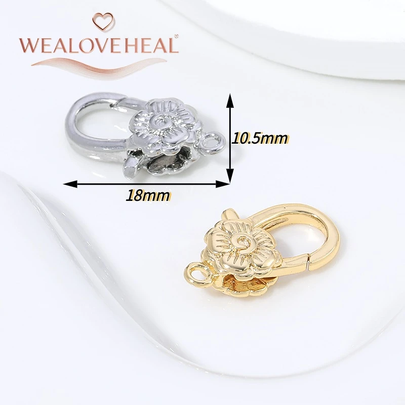 armband verschluss, 18K vergoldete Messing-Blumen-Karabinerhaken-Verbinder, Rosenfeder-Verschlüsse für DIY-Schmuckherstellung und Perlenarbeiten – Detail 16