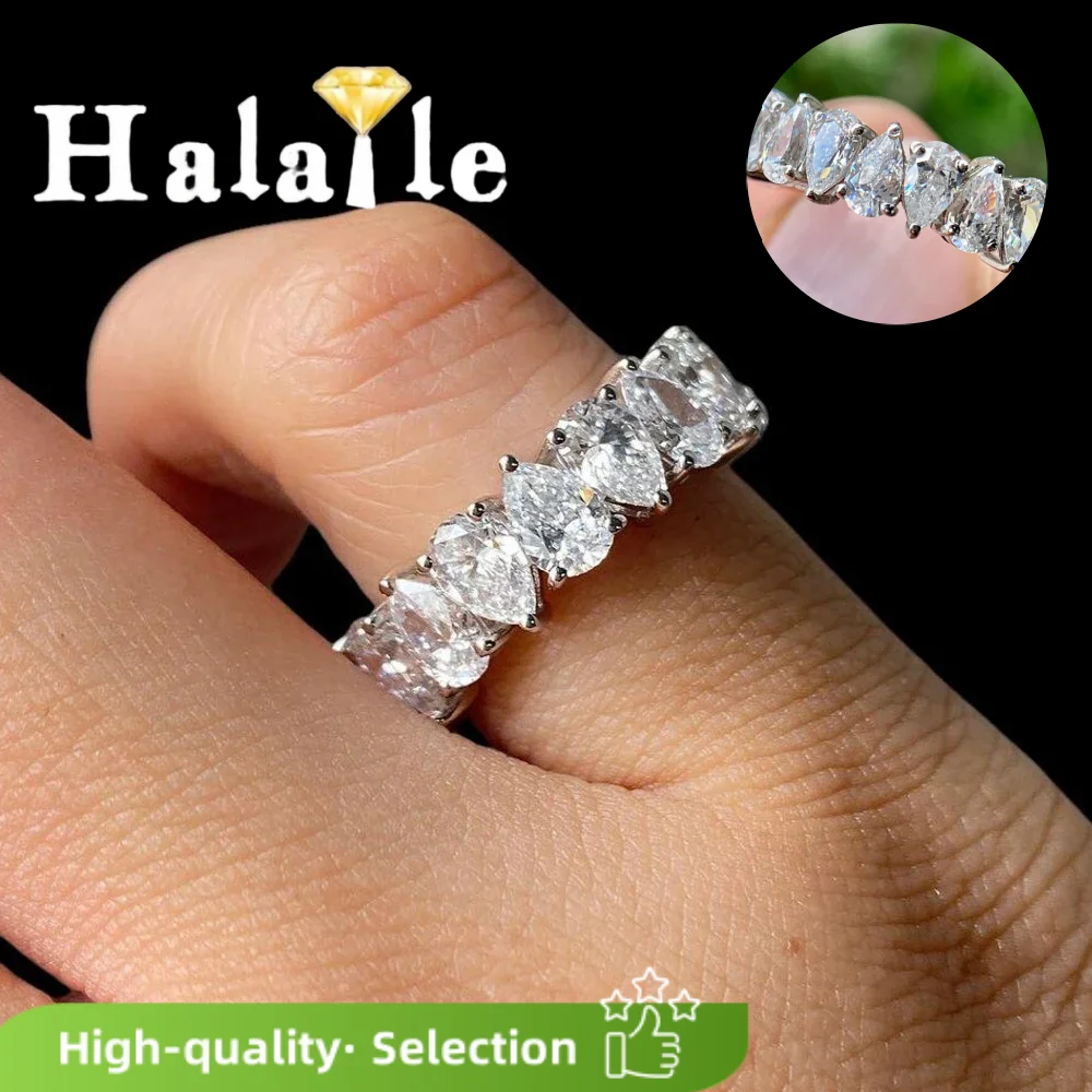 

Кольцо Halaile 3*5 мм из золота/розового золота с муассанитом, грушевидная огранка, стерлинговое серебро 925 пробы для женщин, сверкающее свет, роскошное универсальное свадебное кольцо