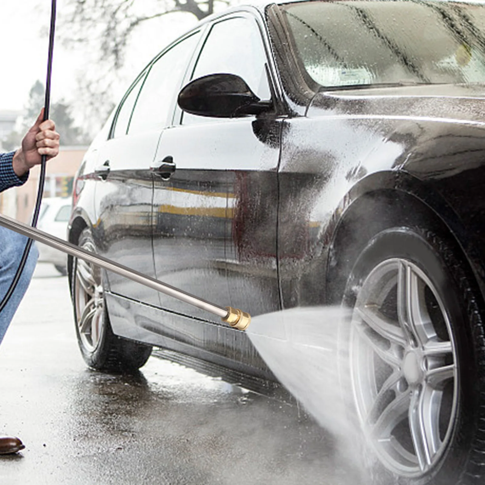 Messing-Hochdruckreiniger-Verlängerungsstange, 40 cm, gerade Stange, Schnellstecksatzstange, 1/4 Zoll Schnellsteckdose zum Reinigen der Auffahrt, Terrassenwand