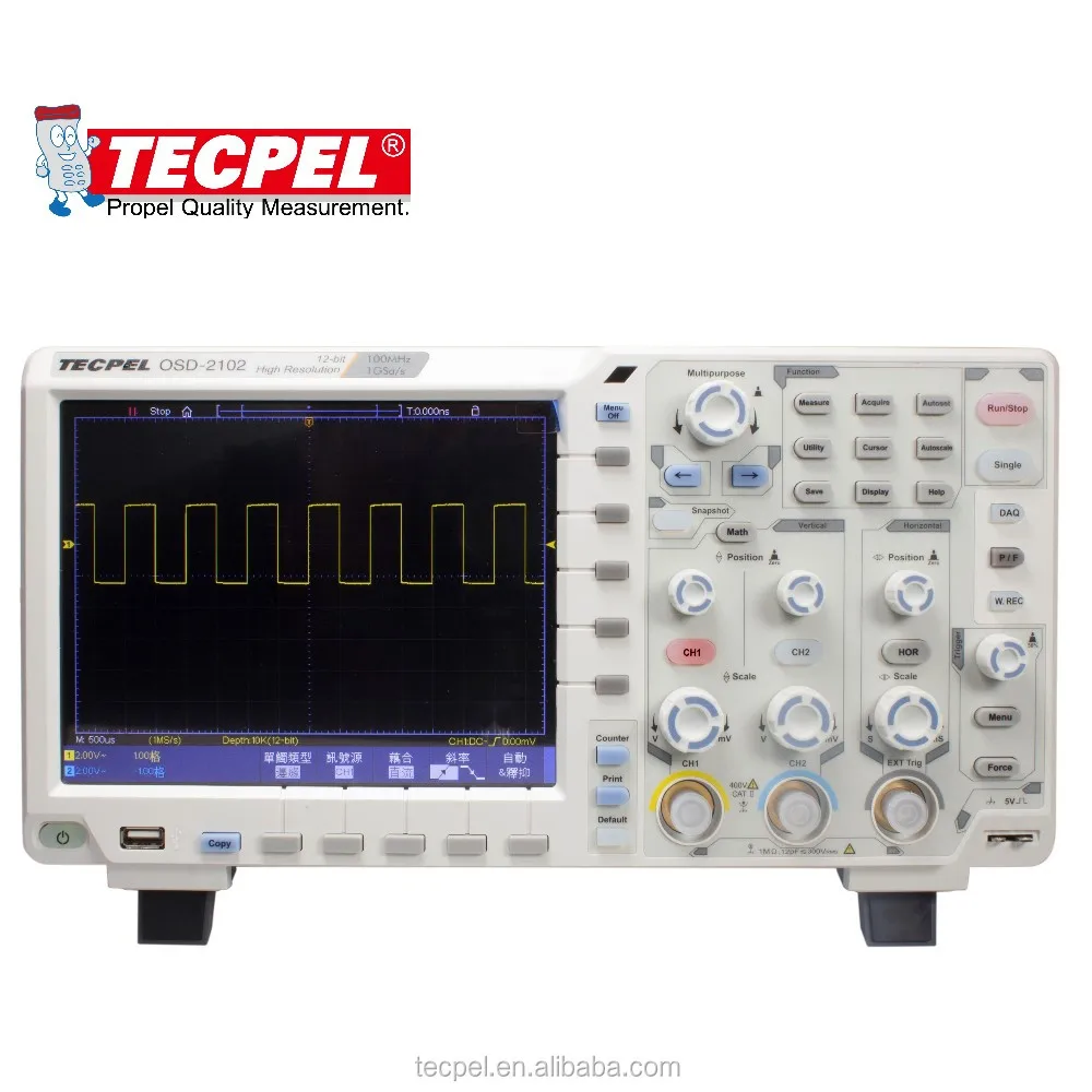 

TECPEL OSD2102-2-канальный легкий цифровой Настольный осциллограф 100 МГц