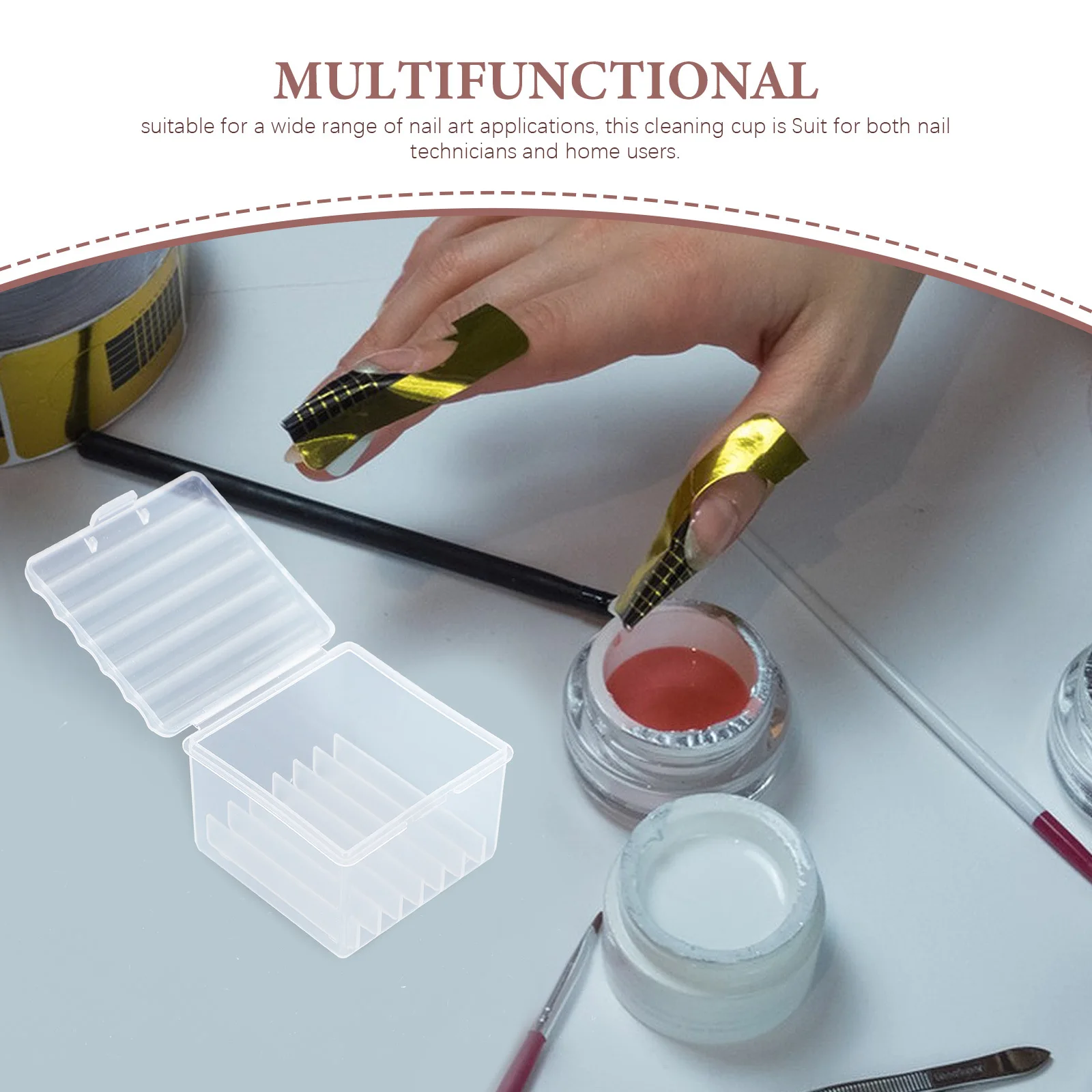 2 قطعة كوب معدات فن الأظافر البلاستيكية تصميم بسيط للفرش ومزيل طلاء الأظافر للاستخدام على المدى الطويل كوب تنظيف فرشاة الأظافر
