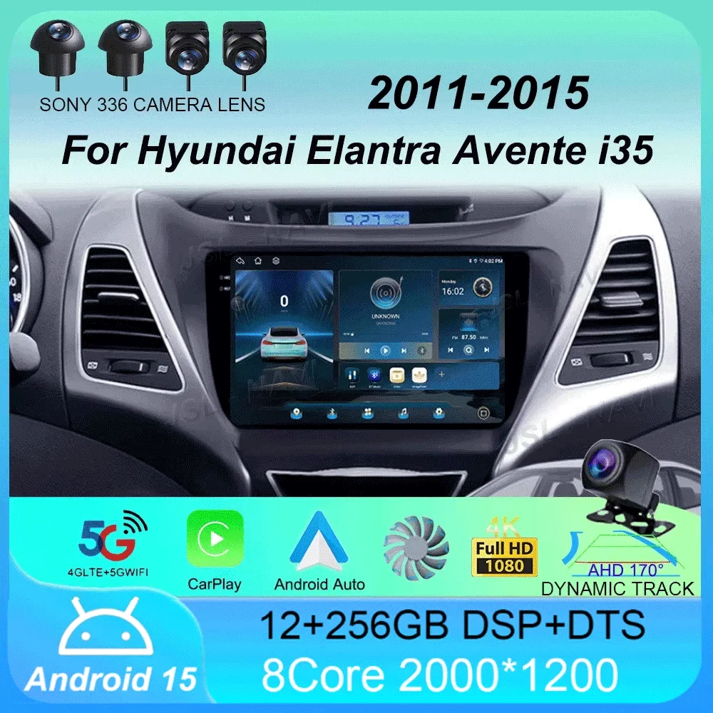 

Car Radio Android 15 Carplay Auto GPS Navigation Multimedia Player For Hyundai Elantra Avente i35 2011 - 2015 video Stereo 2 DIN