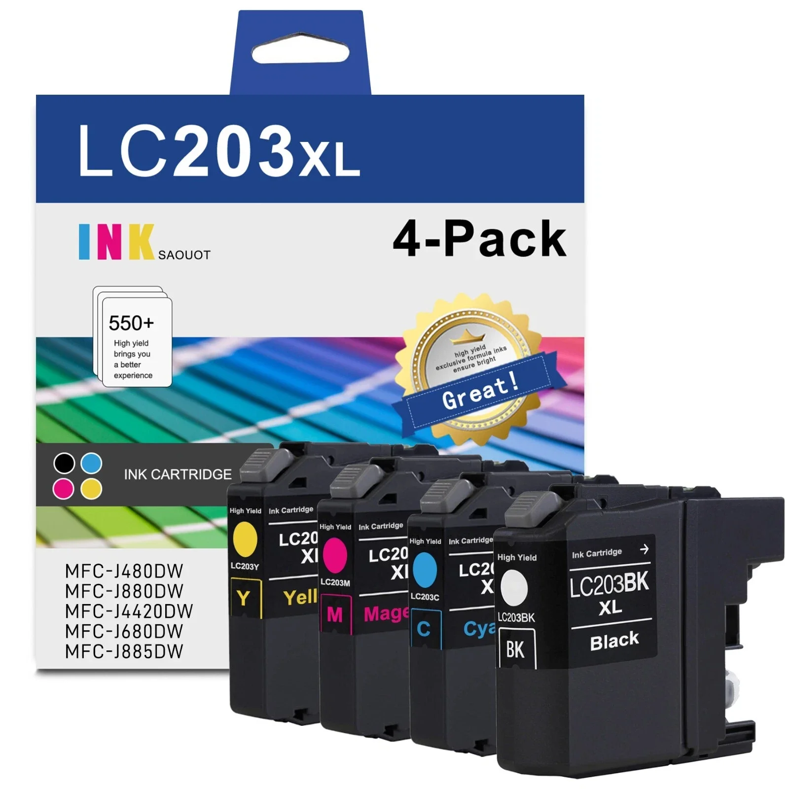 4PK LC203 LC203XL Ink For Brother MFC-J480DW MFC-J880DW MFC-J4420DW LC201