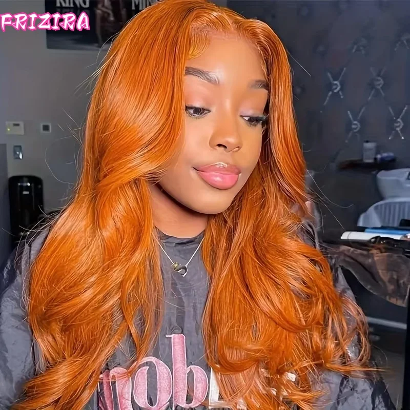 الزنجبيل البرتقالي الجسم موجة 13x6 الدانتيل الباروكة الأمامية شعر ريمي الملونة 13x4 الدانتيل الشفاف الجبهة خصلات الشعر المستعار الإنسان للنساء السود #1