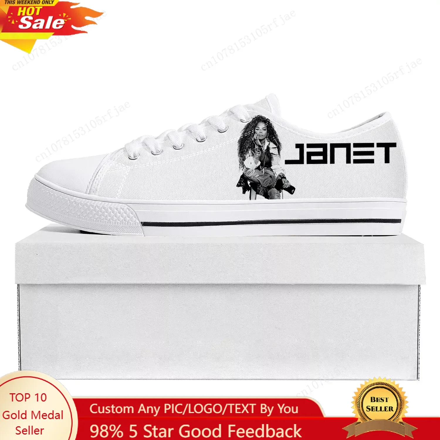 Janet Jackson Singer Low Top High Quality Sneakers Mens Womens Teenager Canvas Sneaker The Jacksons Custom Casual Made Shoe