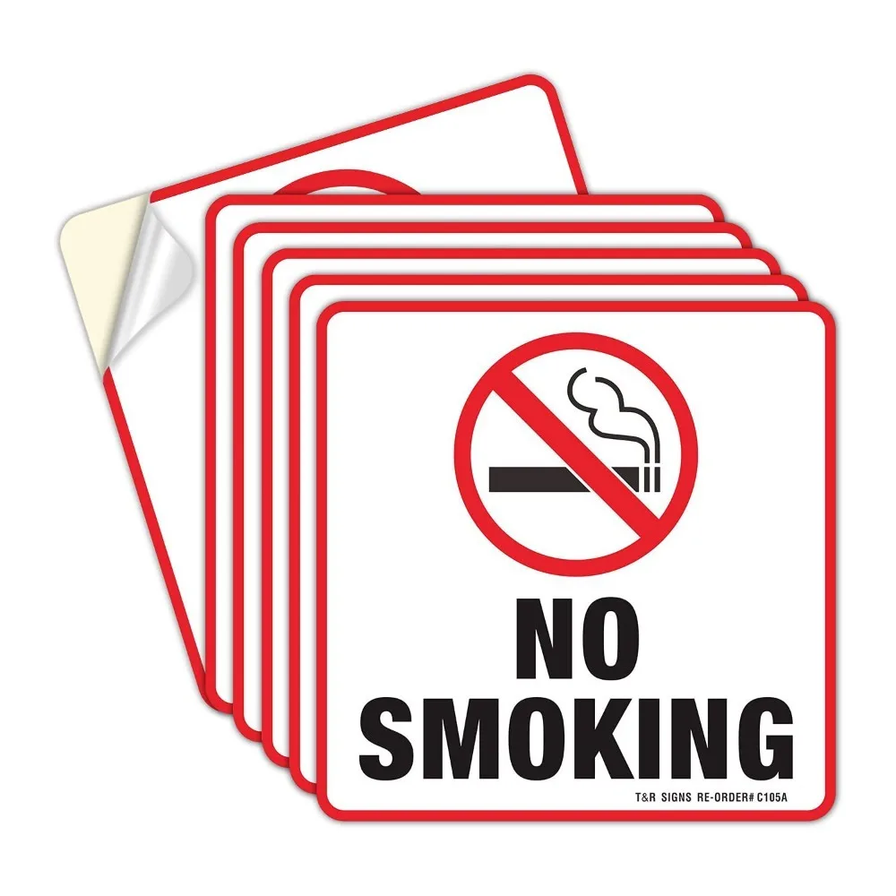 New No Smoking Stickers Public Places Prohibition Signs Vinyl Adhesive Waterproof Decoration Car Wall Prohibition Warning Badge