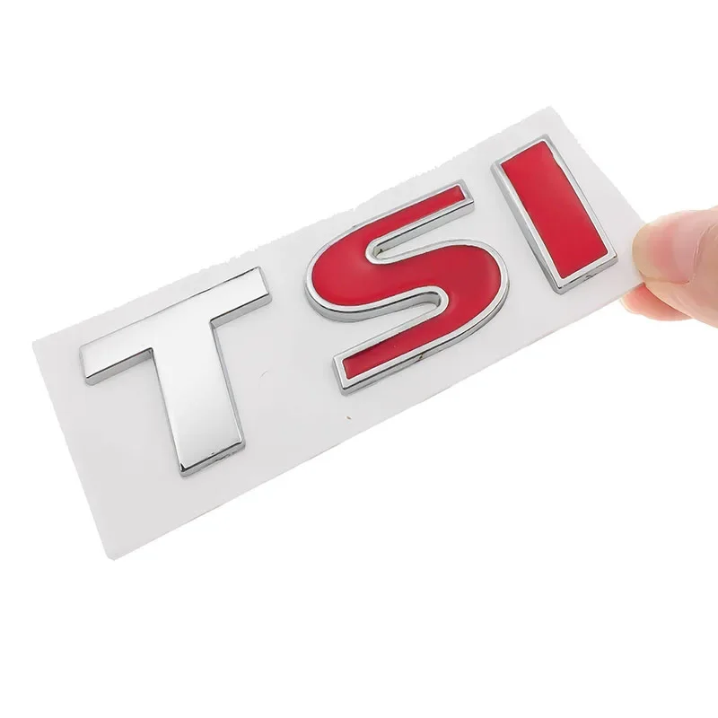 3D Metal Red Silver TSI Logo Emblem Car Styling Badge Sticker Decal for VW Volkswagen Tiguan Polo Golf 4 5 6 MK6 Passat B5 B6