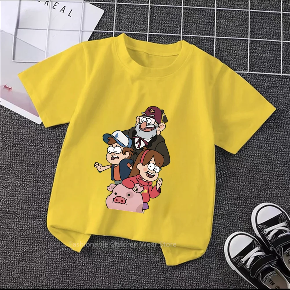 Disney New Arrivals - Summer Gravity Falls Cartoon Tees - Cute Fashionable O-neck Soft Tops for Children Ages 3-14